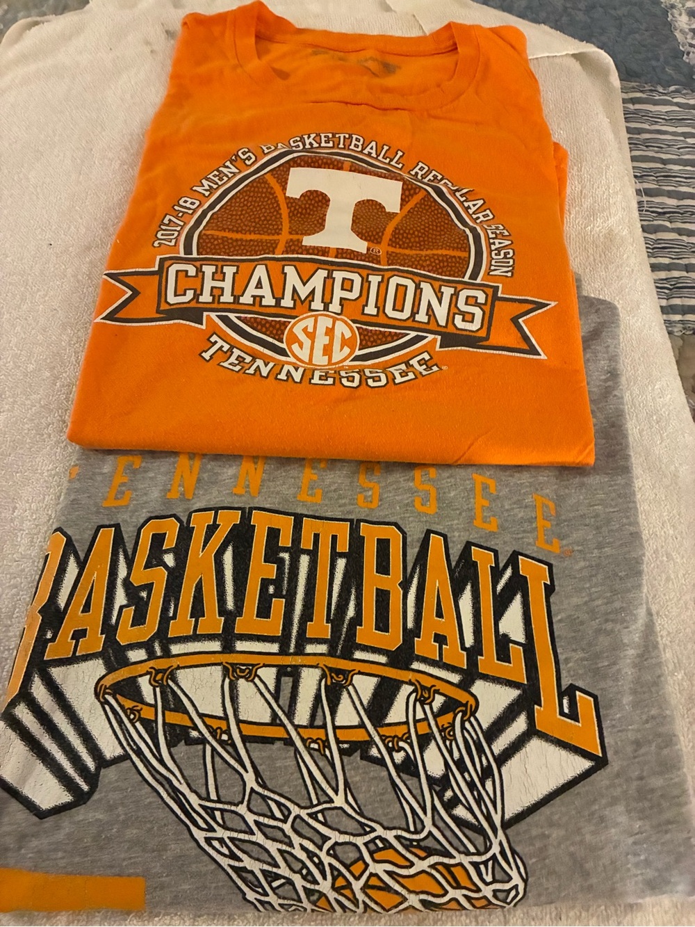 Tennessee Volunteers Orange Basketball Champions Tee-Lot of 2, preowned